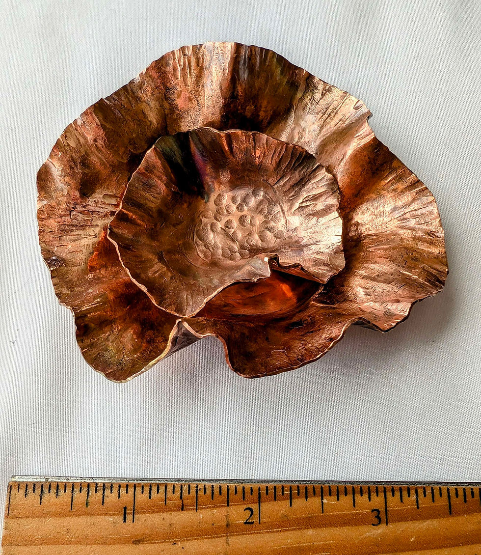Thumbnail: Hand-forged Copper Poppy Incense Burner / Catch-all