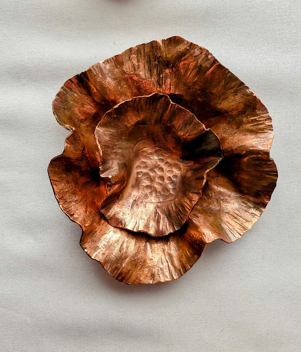Thumbnail: Hand-forged Copper Poppy Incense Burner / Catch-all