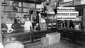 Prior to 1916, grocery stores employed clerks to gather items for customers– a model which created a relationship between the store owner and the customer.