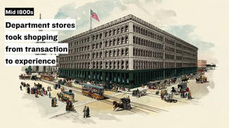 And this made way for the birth of the department store in the mid-1800s, which introduced the activity of browsing. This transformed shopping from a transaction into an experience!