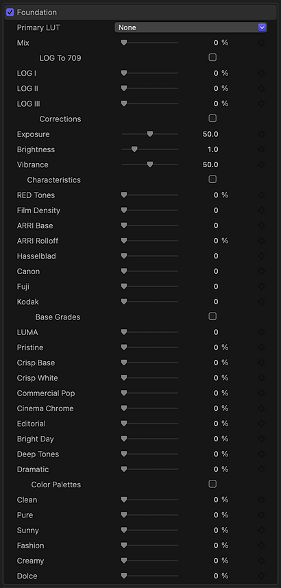 Foundation, balanced starting point color grade plugin for Final Cut Pro