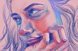 Watercolor sketch done in Procreate of female model