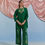 Miniature : Bouquet Pleated Top & Pant Set - Forest Green