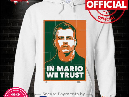 Jackson carver wearing in Mario we trust shirt
