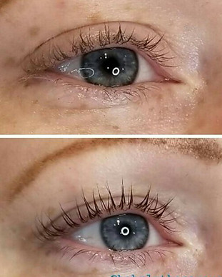 Before and after a lash tint