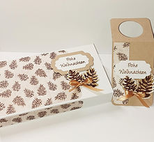 Schokoladenverpackung und Flaschenanhänger