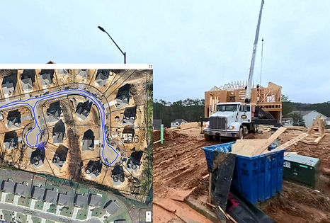 Residential construction site in Northwest Arkansas documented by Bowers Drones using aerial mapping and 360 ground capture.
