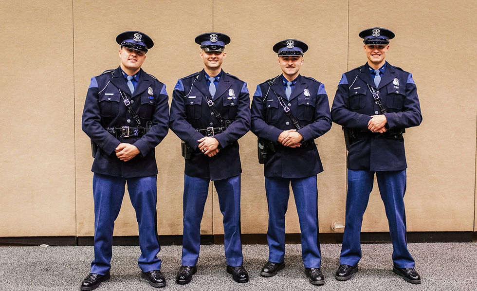 Four state troopers representing Bowers Drones’ foundation of discipline, service, and integrity.