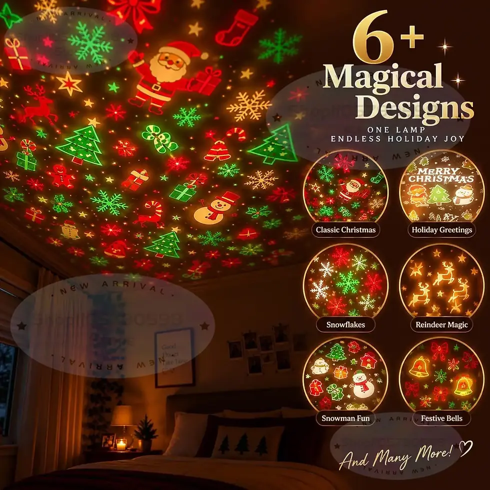Thumbnail: Christmas Light Projector - USB Powered Holiday Night Light, 6 Festival Modes