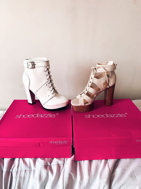Photo posted by Mad Marketing managed influencer showing two pairs of shoes from Shoedazzle.