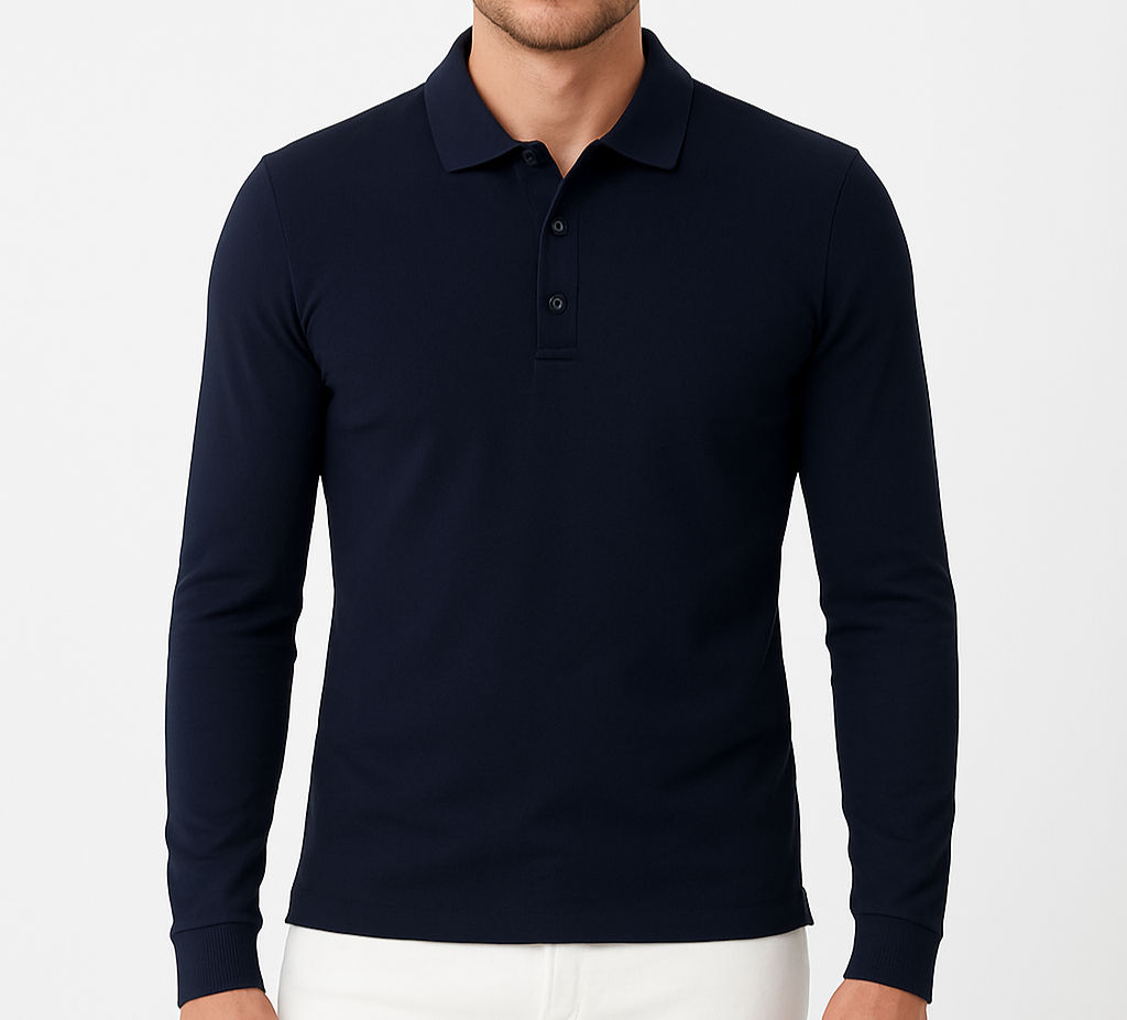 Longsleeve Polo- Navy