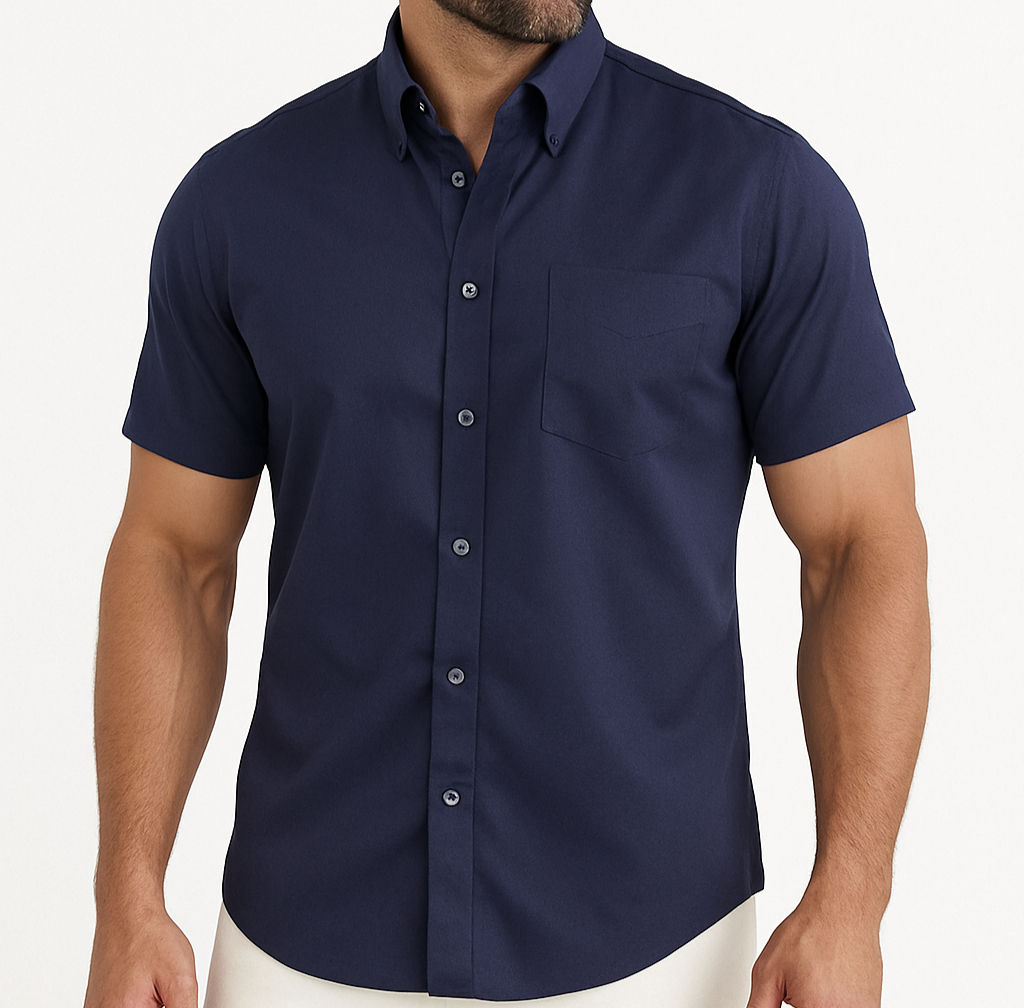 Short Sleeve Oxford Shirt - Navy Blue