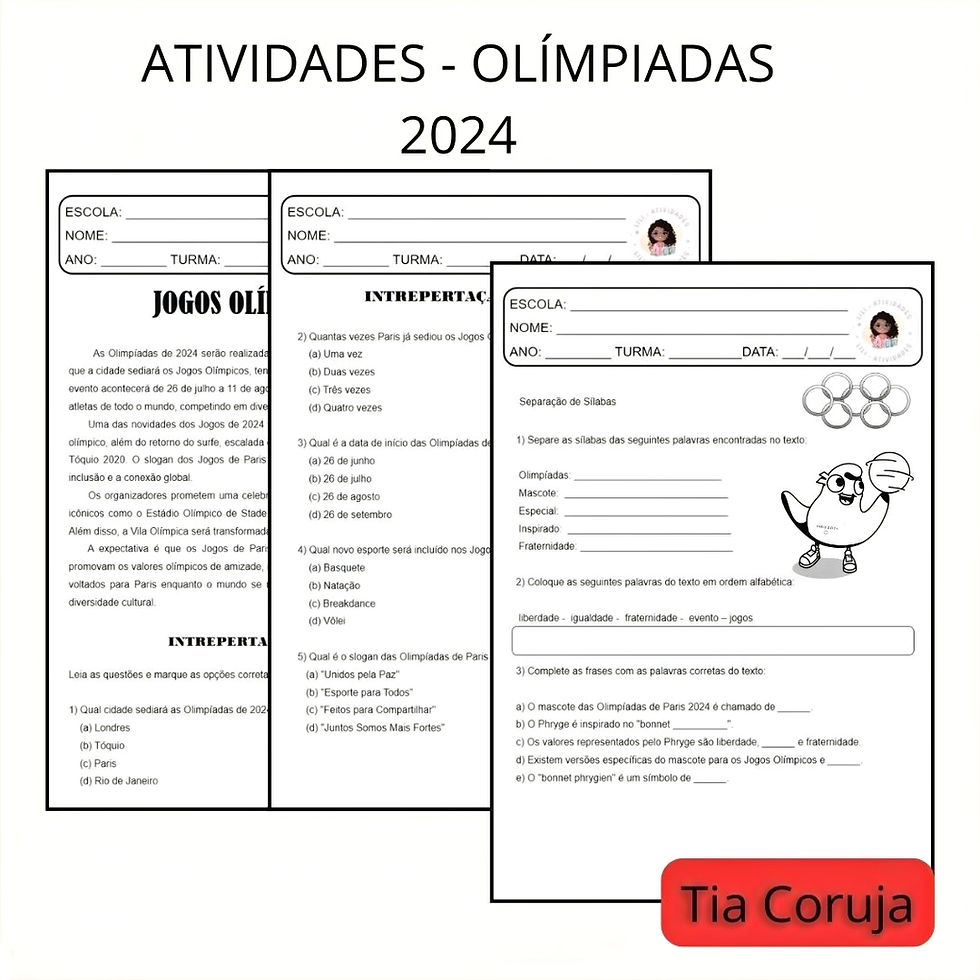 Kit de Atividades de Língua Portuguesa - Olimpíadas de 2024