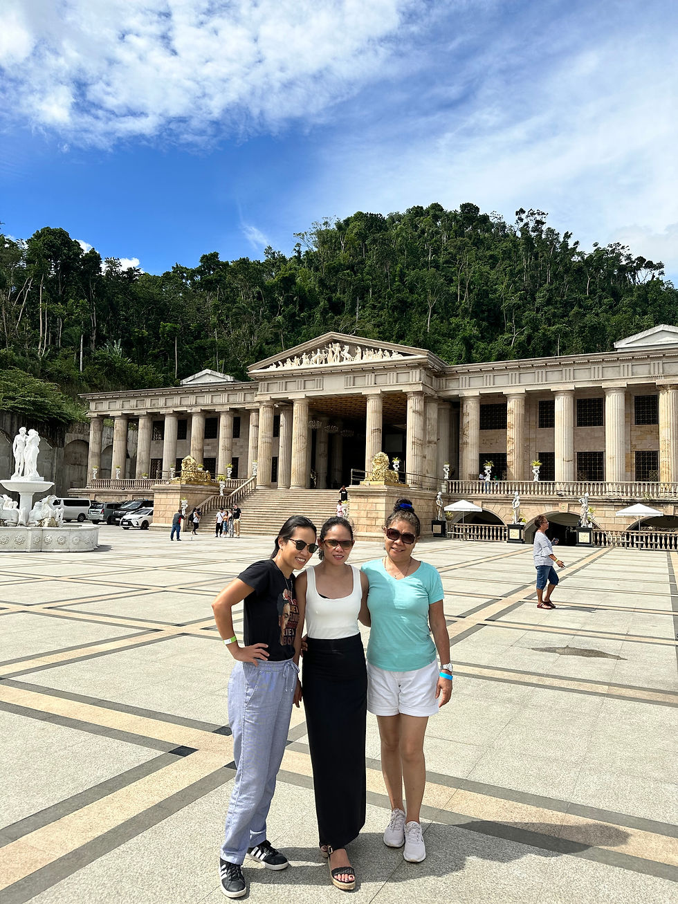 Posing in front of the Temple of Leah