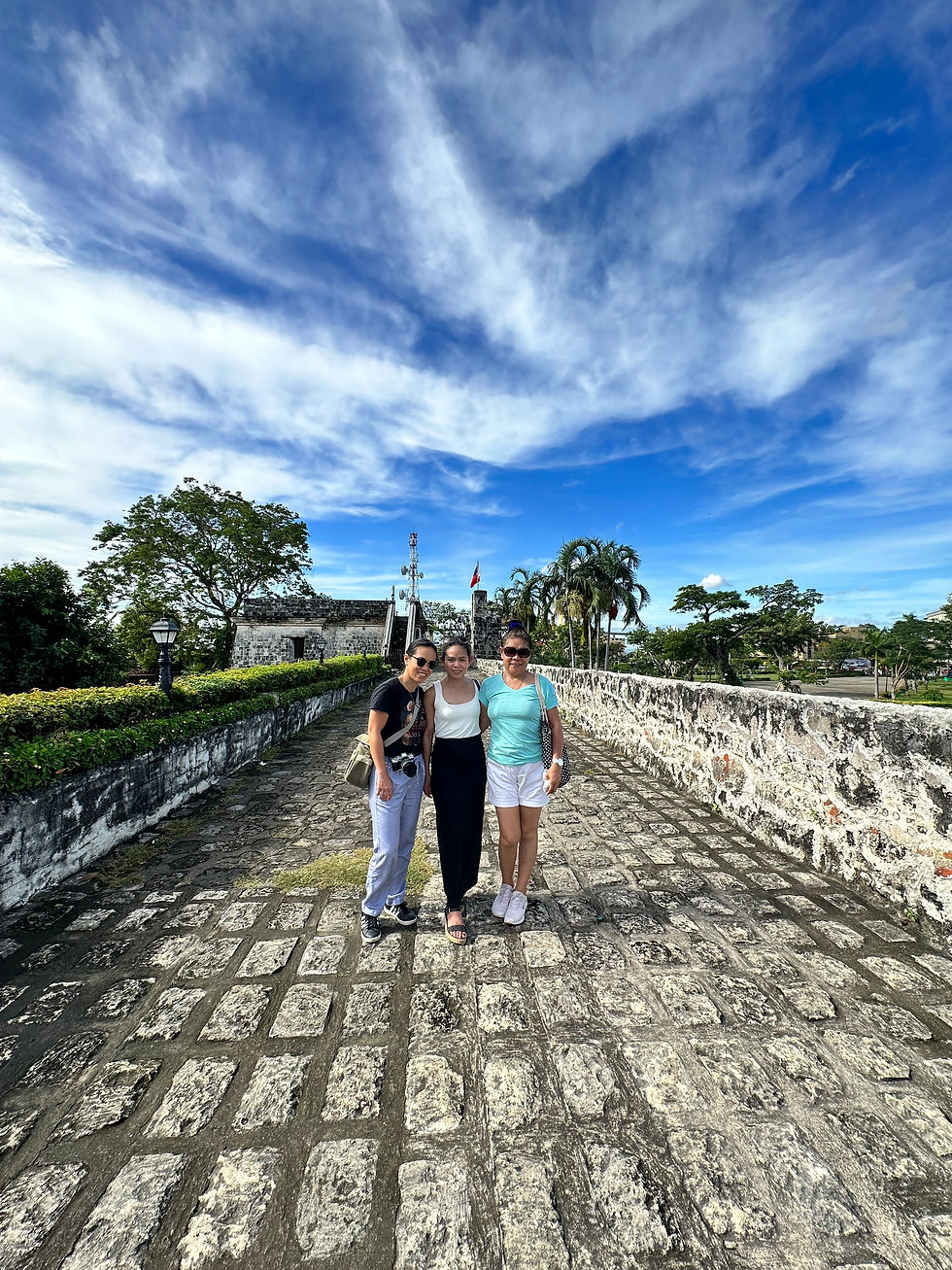 The girls exploring the Explore the fort's walls and bastions.