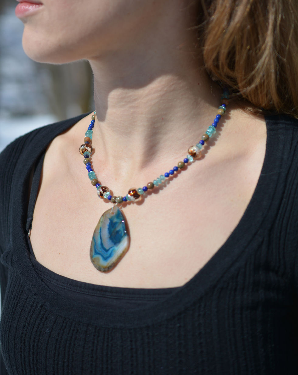 Thumbnail: ECN-BB1:  Centerpiece Necklace w/Natural Stones