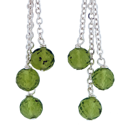 Thumbnail: Z3DE-PD:  Triple Peridot on Chain Earrings