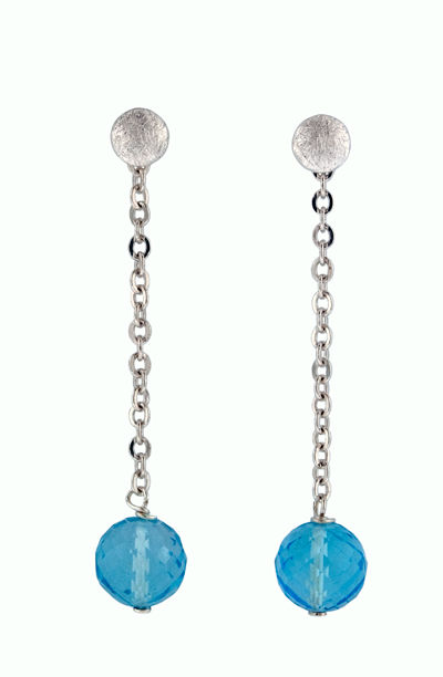 Thumbnail: Z1DE-SBT:  Single Sky Blue Topaz on Chain Earrings