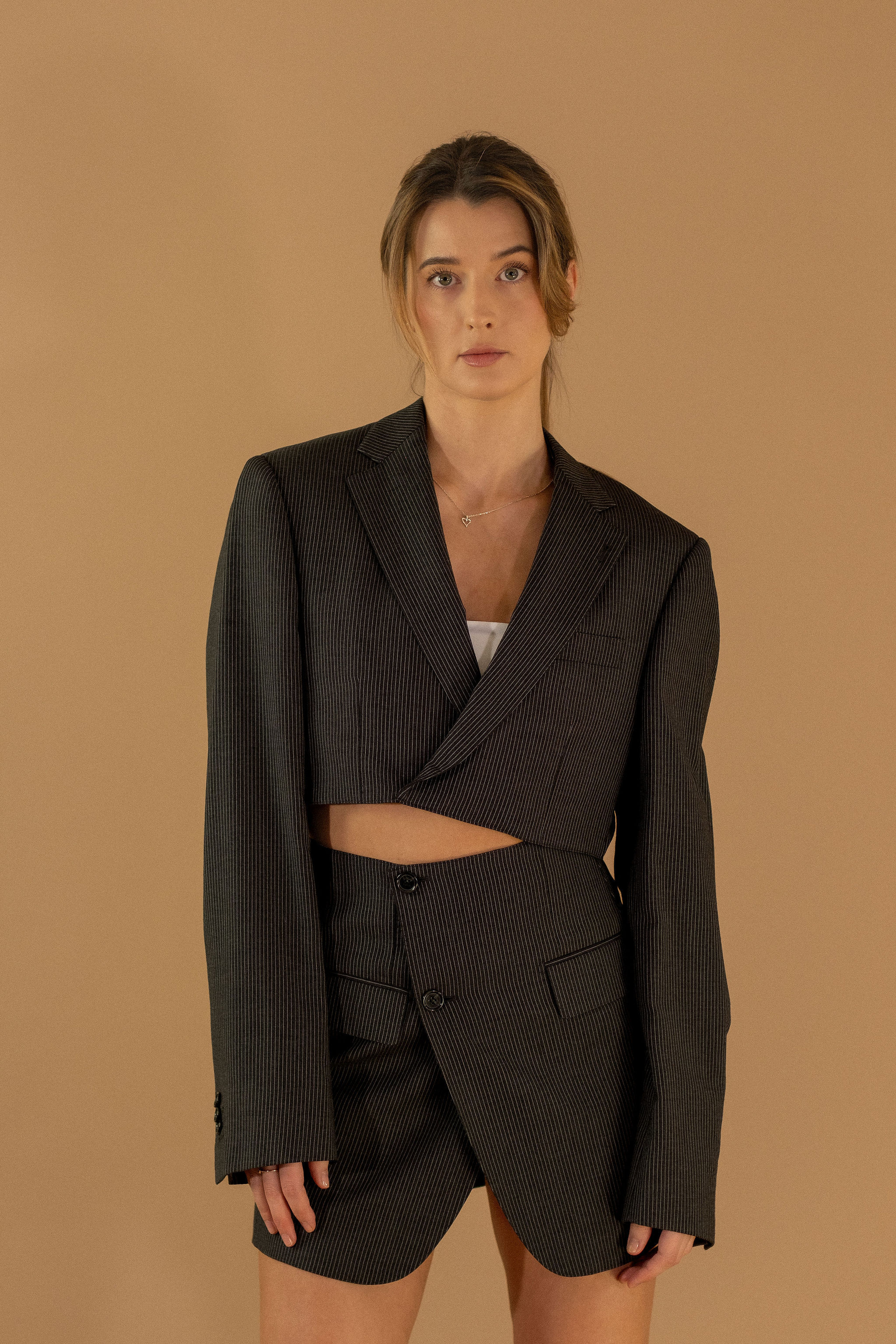 Skirt Suit Set | Reworked Vintage | Dark Striped