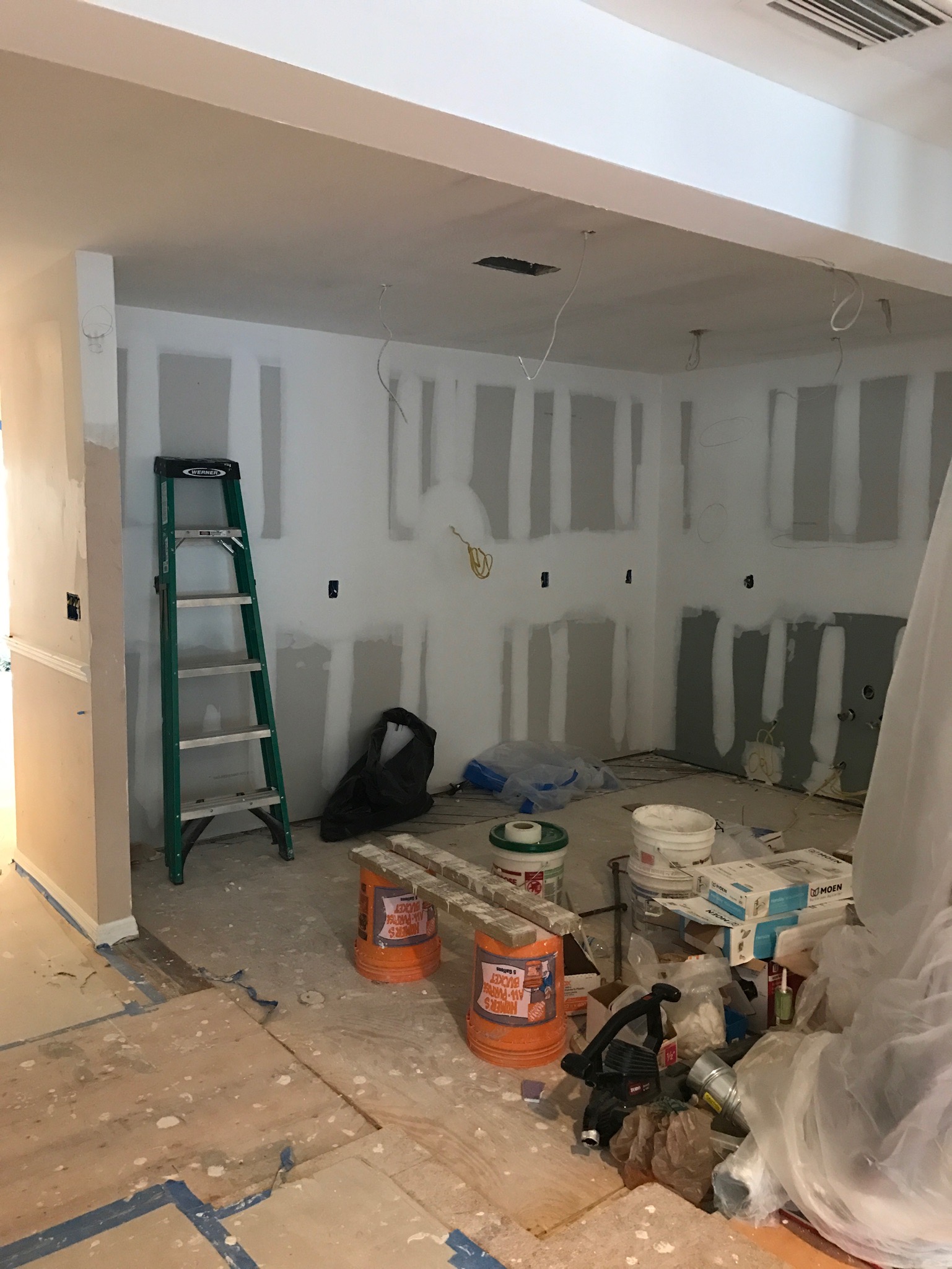 opened up walls/cabinets removed
