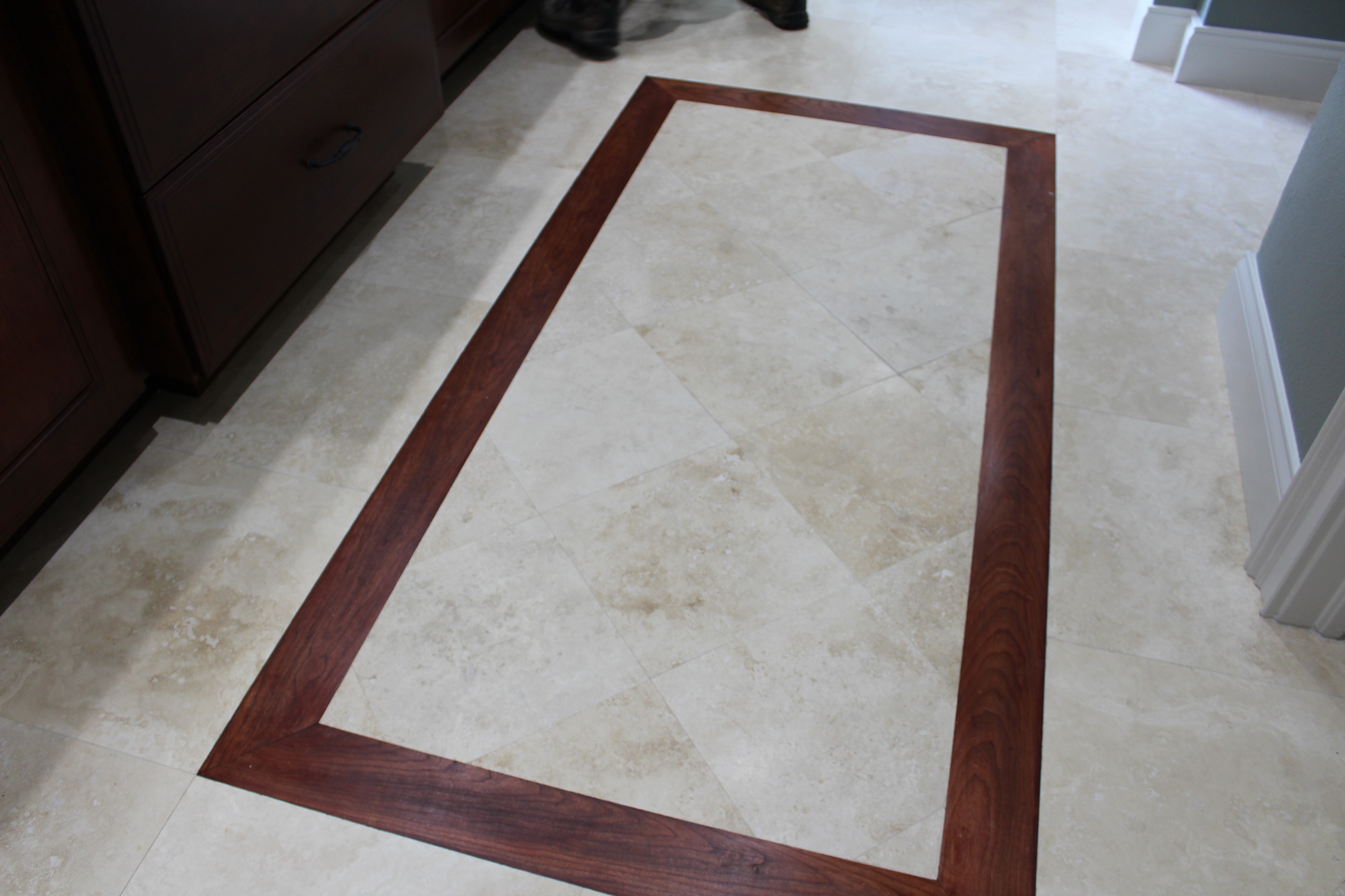 Travertine w/ Custom wood design