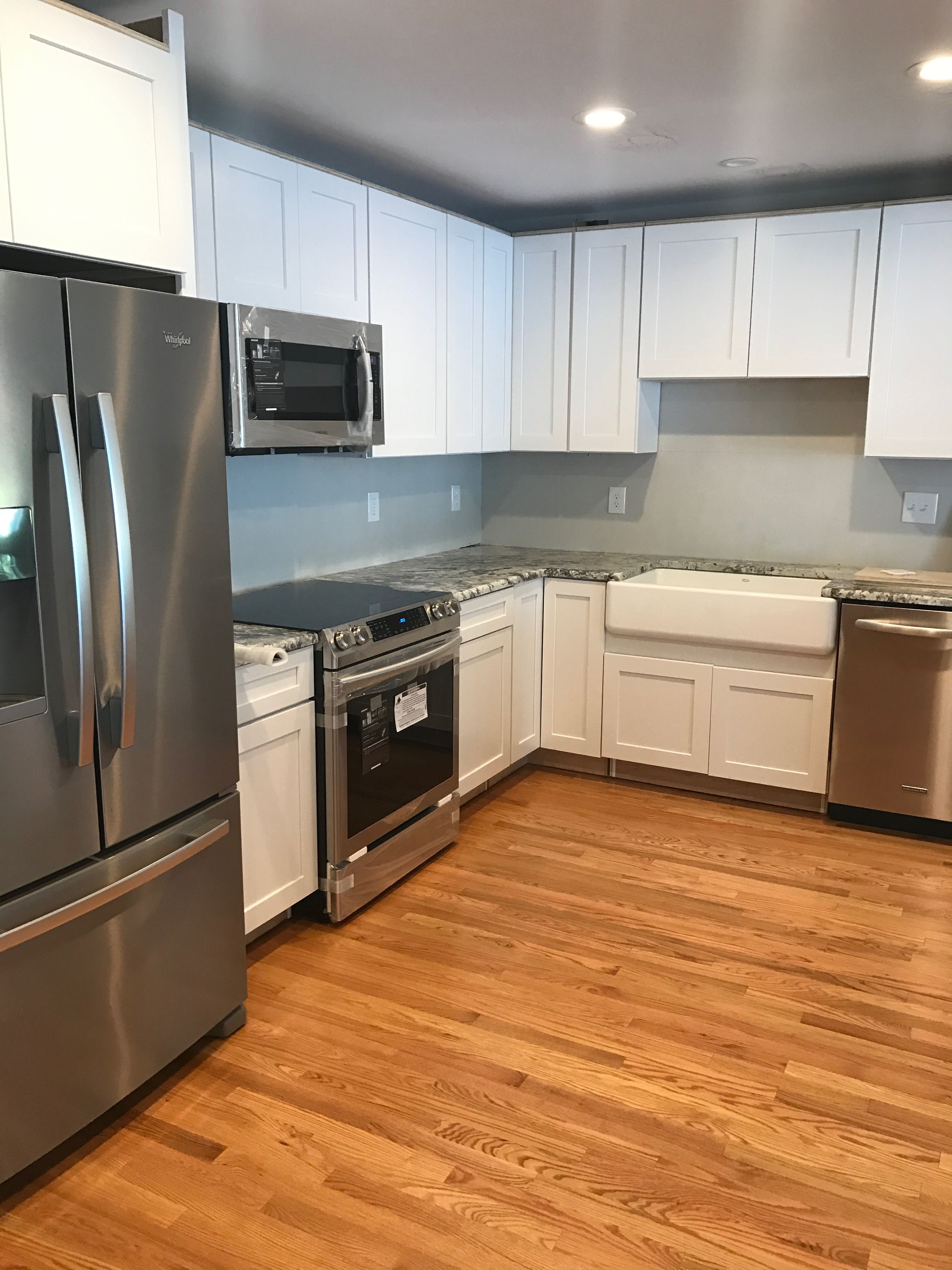 cabinets installed, not finished