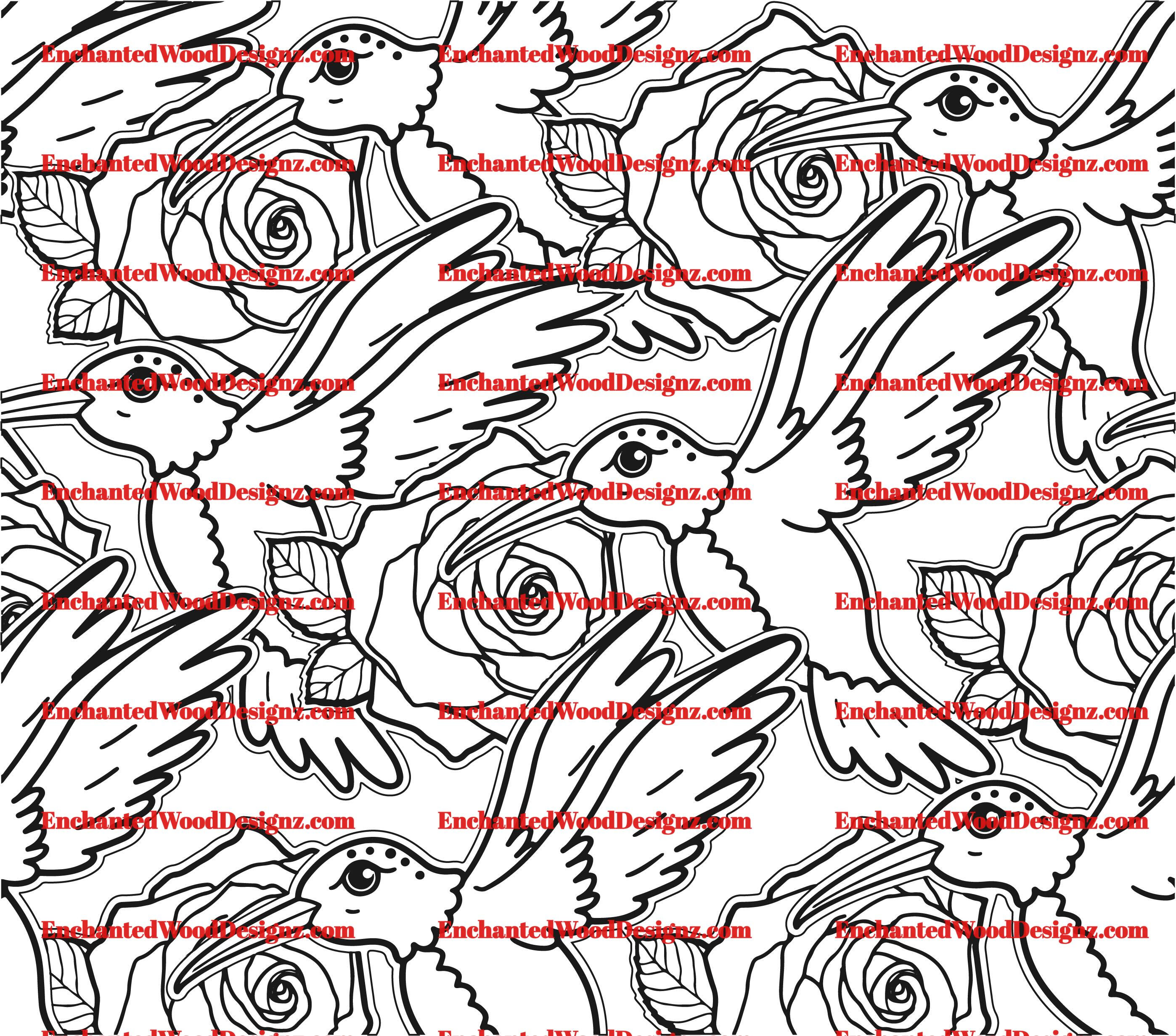 Hummingbird Roses Glitter Burst