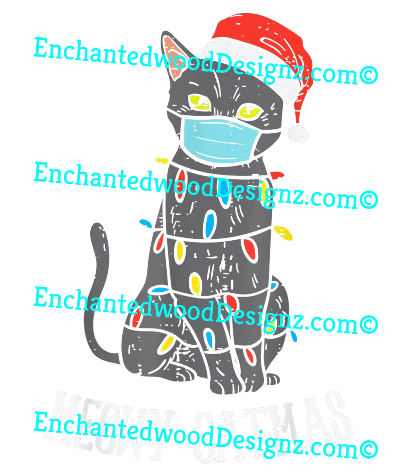 Santa Black Cat Mask Meowy Catmas Christmas Quarantine