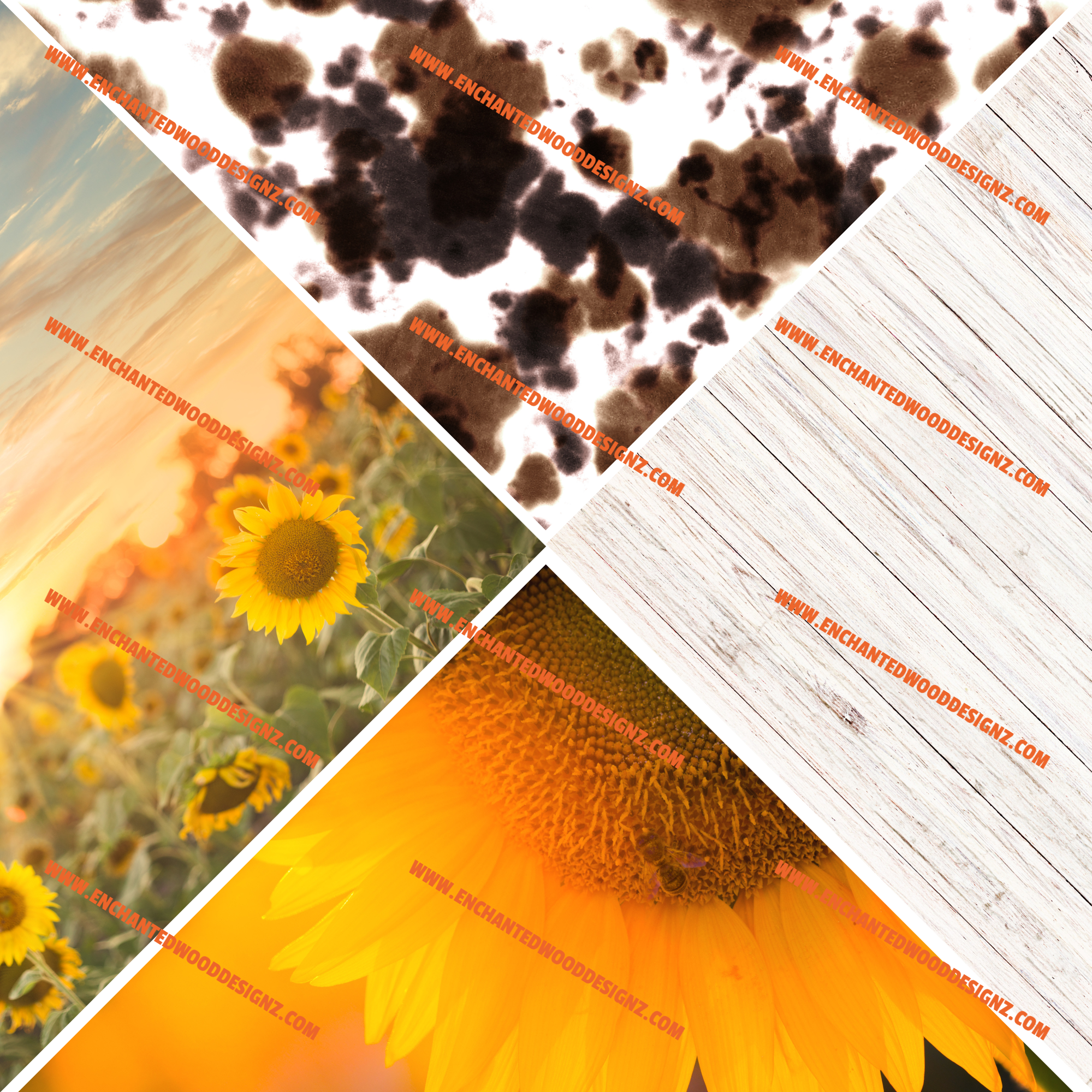 Sunflower- Cow - Wood plank 22 - V-Cut -Vinyl