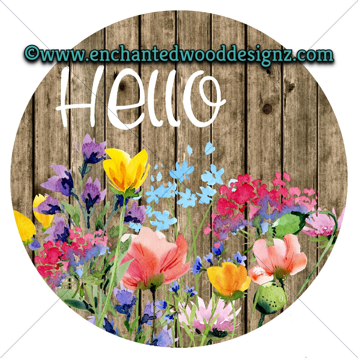 Hello Flowers Wood Background - Wreath boards, Phone Grips, Mixed
