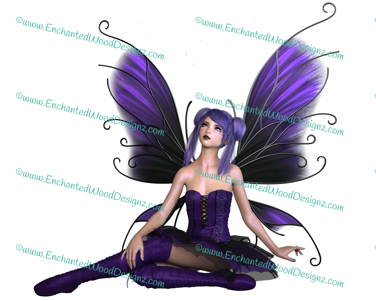 Enchanted Purple Fairy Simple Applique-Printed on Clear