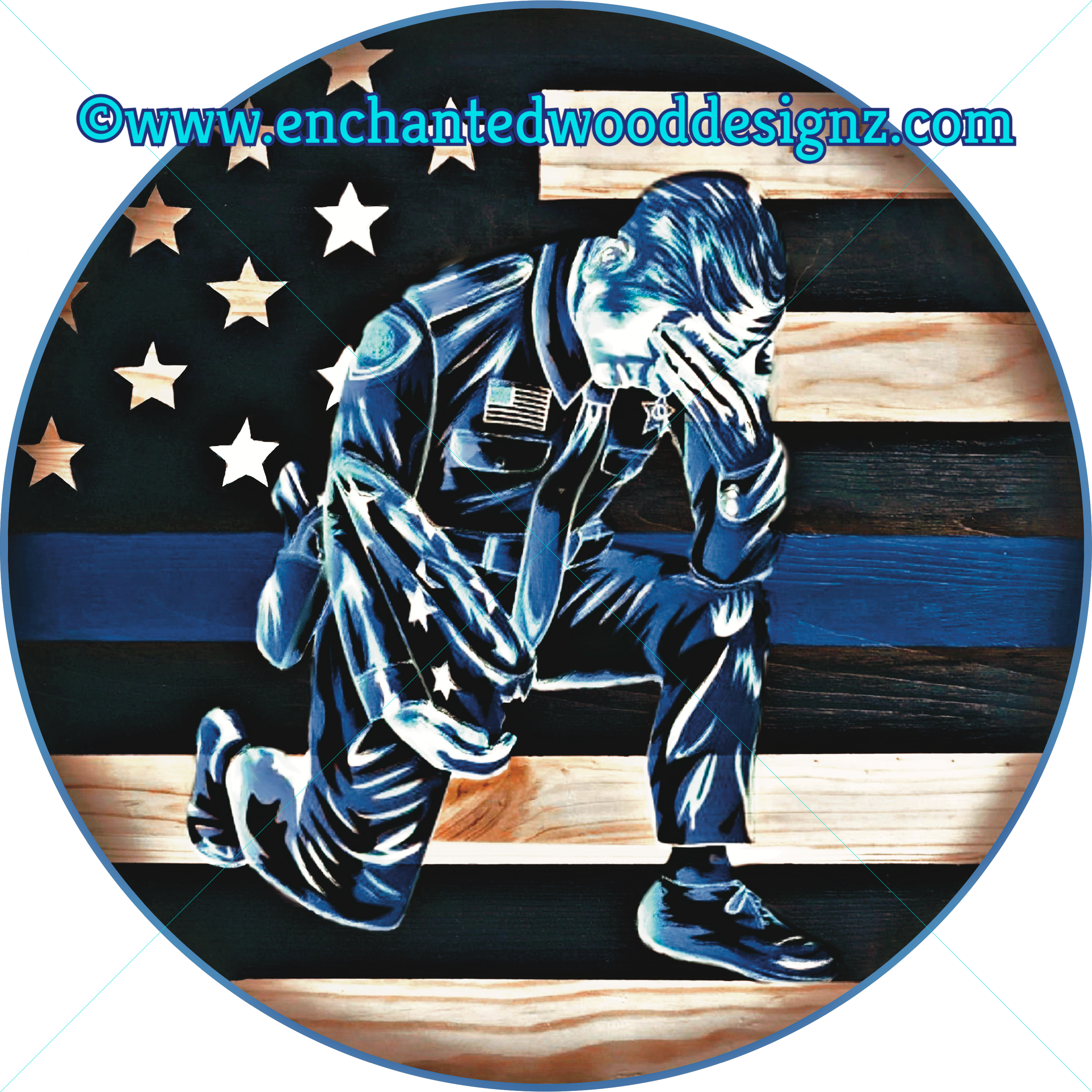 Thin Blue Line - Wreath board, Phone Grips, Mixed Media Round