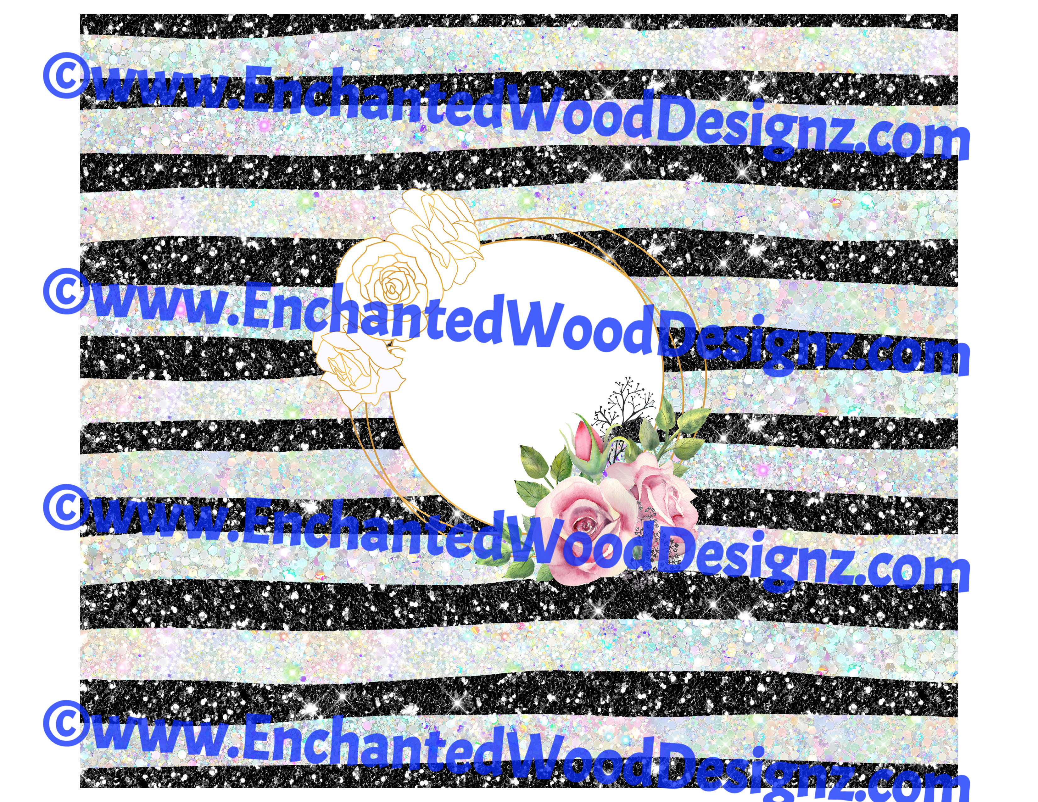 Black & White Glitter stripes-Name or Image Center