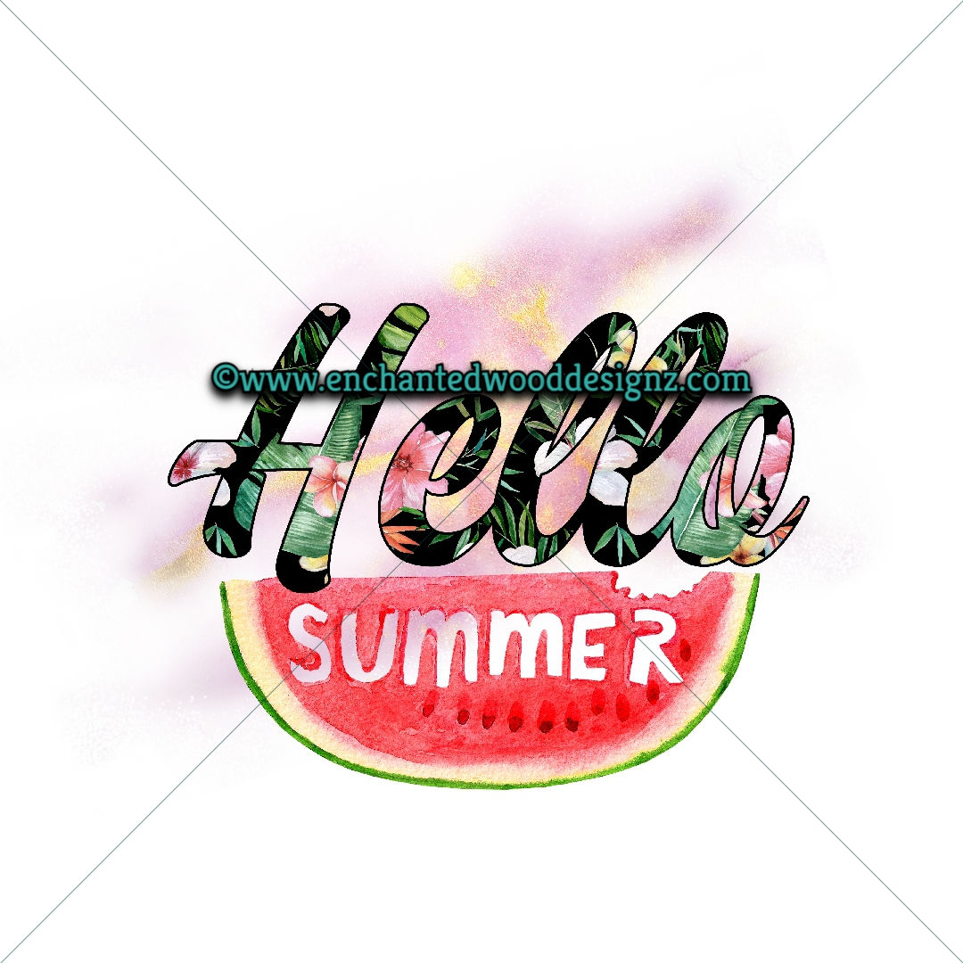 Hello Summer Floral Watermelon - Wreath board, Phone Grips, Mixed Media Round