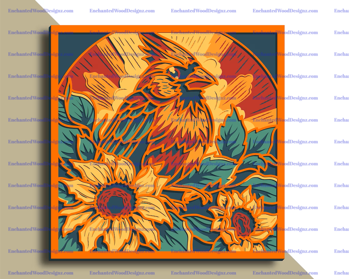 Beautiful Layered Cardinal-Never alone- 6 layers