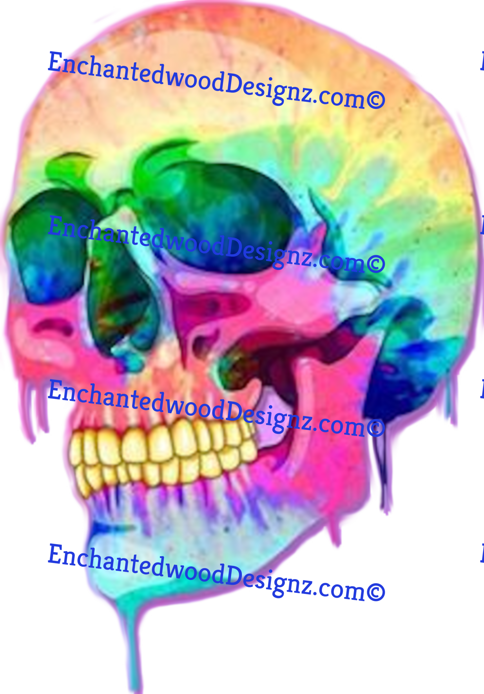 Tie Dye Skull Watercolor