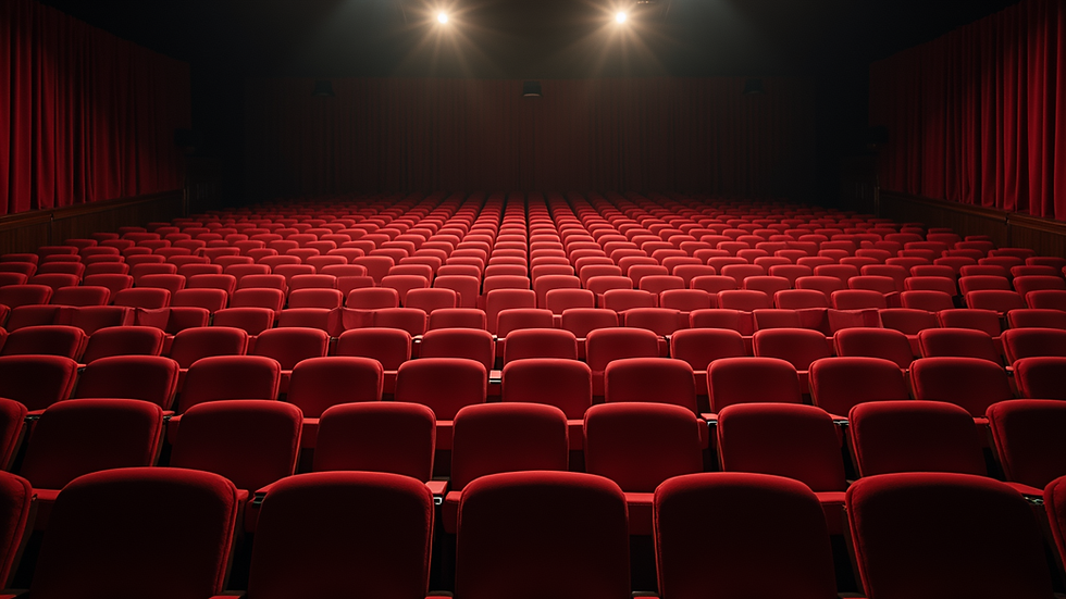 High angle view of a theatre stage with empty seats