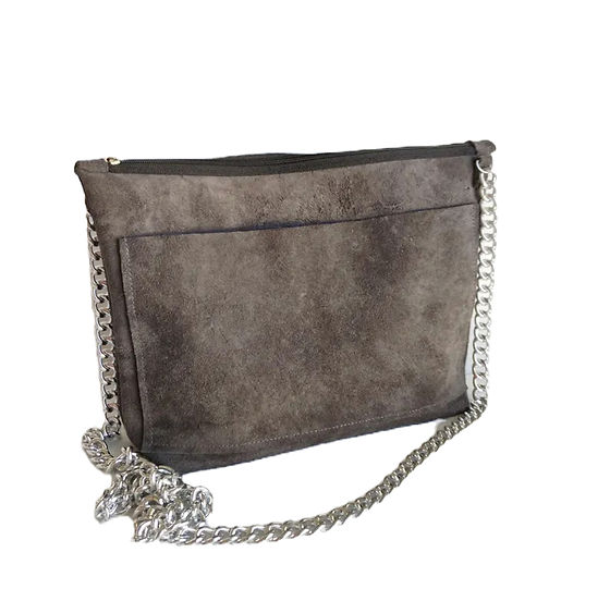 Borsa a tracolla grigia con manico a catena Lora Ferres Borsa a tracolla grigia con manico a catena Lora Ferres