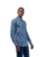 chemise col mao bleu fleurie Abidjan
