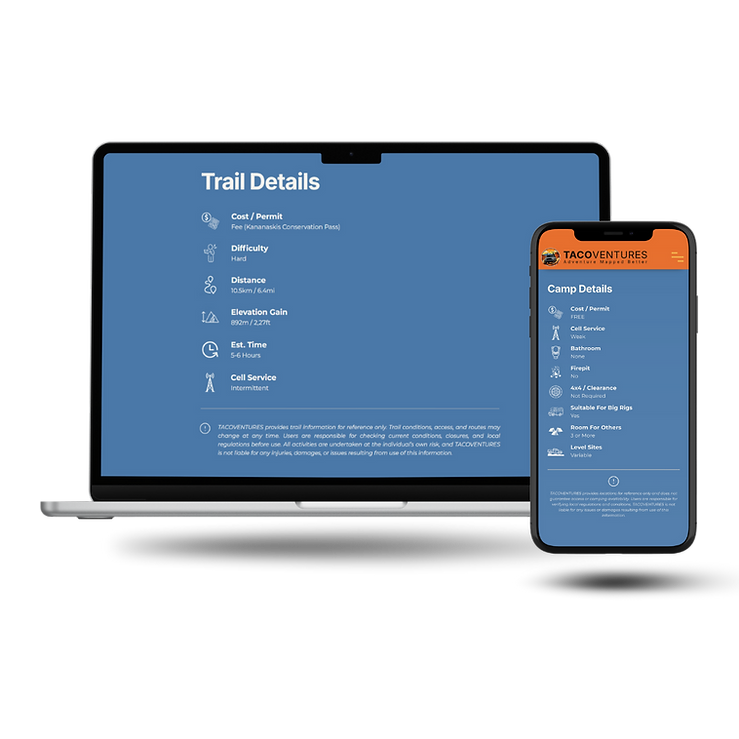 Adventure planning interface displaying trail and camp details for faster decision making