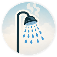 Shower head with running water stream