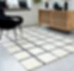 Albany Grid Monochrome Modern Wool Rug Living Room View