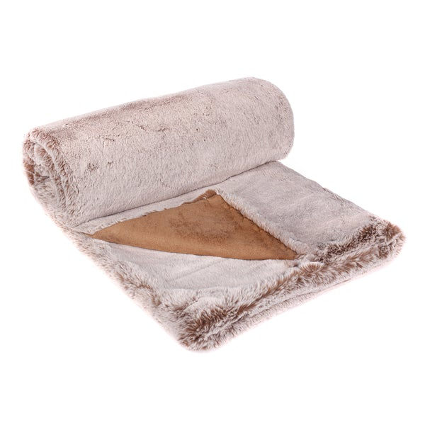 Cappuccino Brown Faux Fur Throw Rolled Up