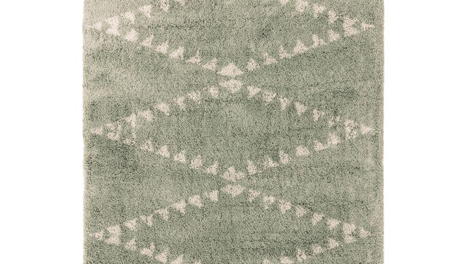 Rocco Large Diamond Shaggy Boho Moroccan Rug Green RC02