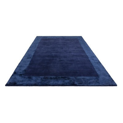 Thumbnail: Ascot Navy Blue Modern Plain Border Rug On The Floor View