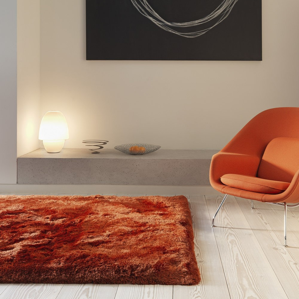 Pogged Rug plush-shaggy-plain-thick-pile-rug-rust