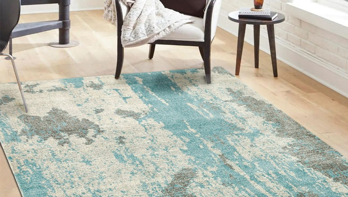 Nova Painterly Rug Duck Egg Abstract Modern Rug