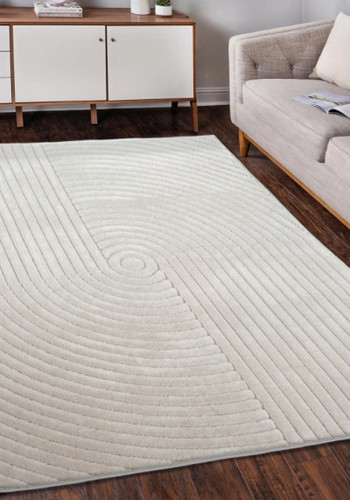 White Dynamic Rug Elevate Spaces with Malmo Knot White Indoor/Outdoor Geometric Rug