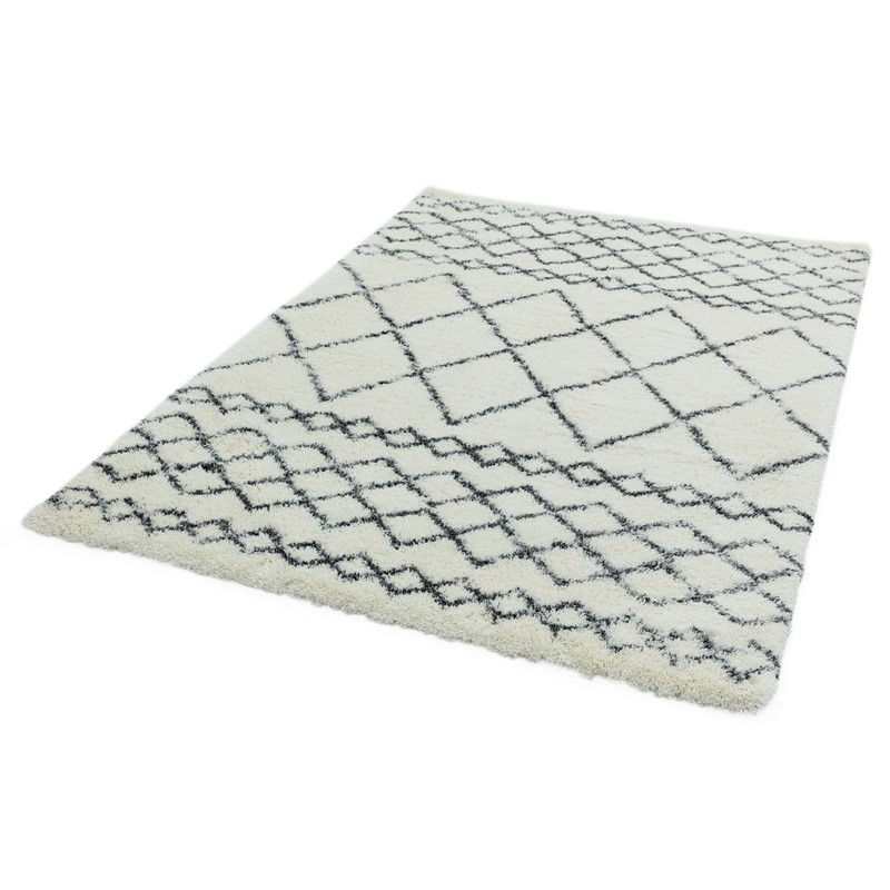 Thumbnail: Alto Cream/Grey Rug AL02 Moroccan Shaggy Rug Flat View