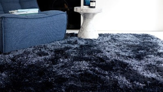 Plush Shaggy Plain Thick Pile Rug Navy Blue